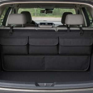19 Hanging Car Trunk Organizer with 4 Pockets Backseat Cargo Storage Bag with Adjustable Straps for SUV Minivan and Hatchback Space Saving