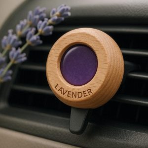 Natural Wood Car Air Freshener Vent Clip with Lavender Essential Oil Reusable Wooden Scent Diffuser for Stress Relief and Calming Commute