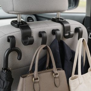 4 Hidden Car Seat Hooks Set of 4 Rotatable Auto Headrest Hanger for Bags Coats and Umbrellas Space Saving Design for Small Cars