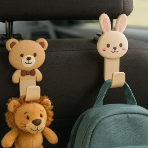 7 Cute Animal Car Seat Hooks Set of 2 Decorative Headrest Hangers for Kids Toys Backpacks and Bags Fun Vehicle Interior Accessories